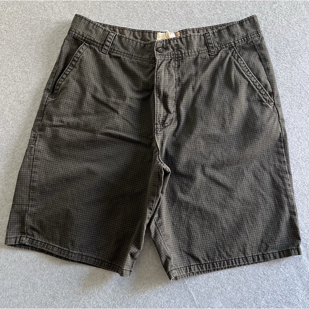 OP Ocean Pacific Mens Woven Shorts Size 38 Cotton Houndstooth Print Pockets Gray